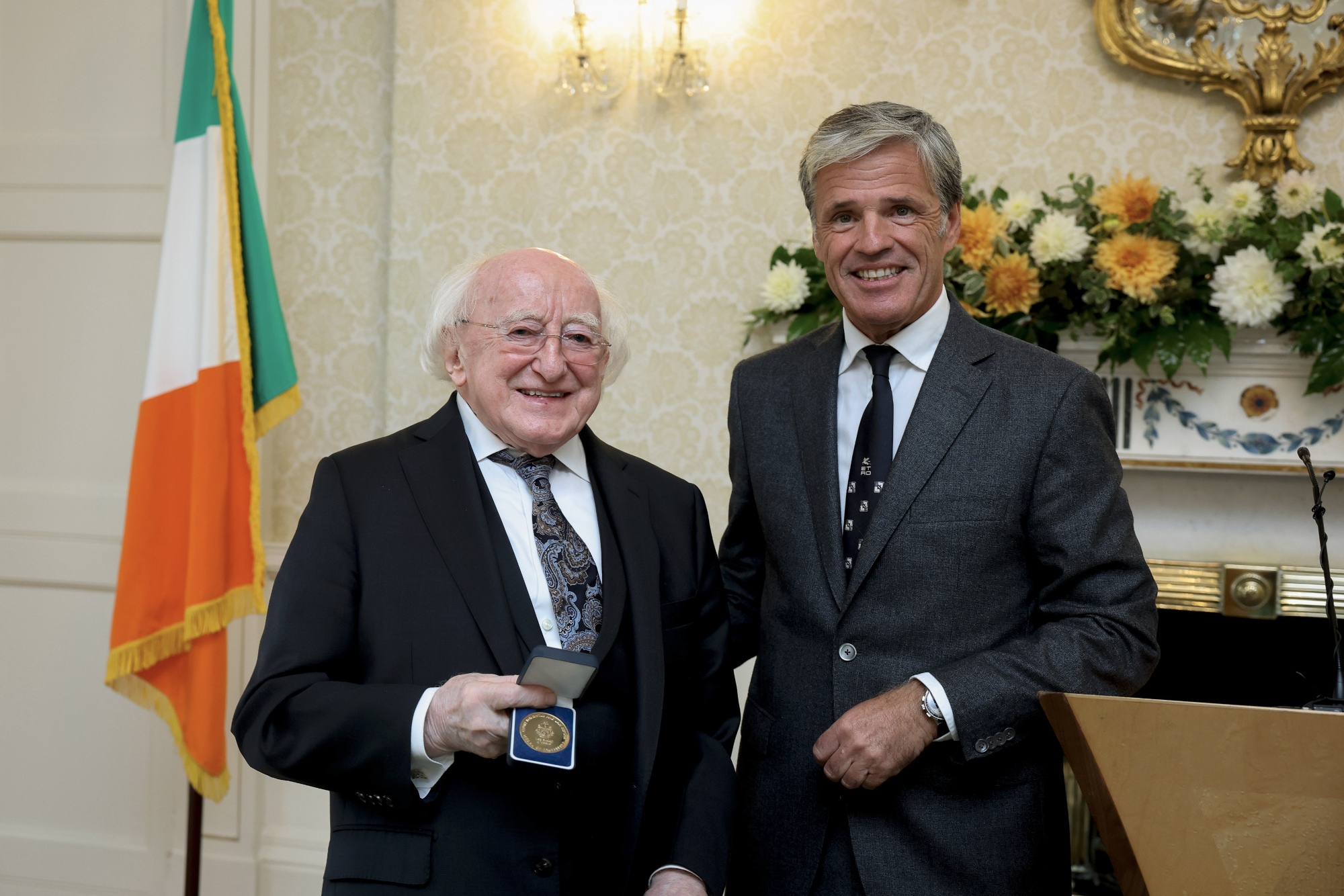 President Higgins honoured for 'dedication to justice and human rights'