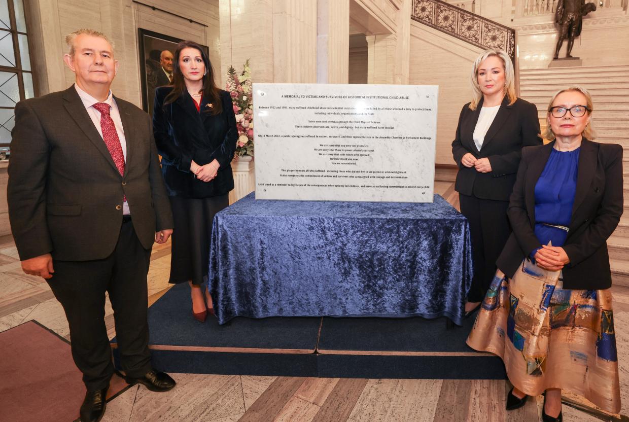 Stormont memorial plaque honours victims and survivors of historical institutional abuse