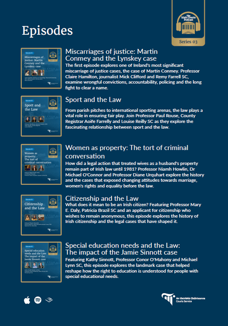 Third series of the Irish Courts Podcast is released today