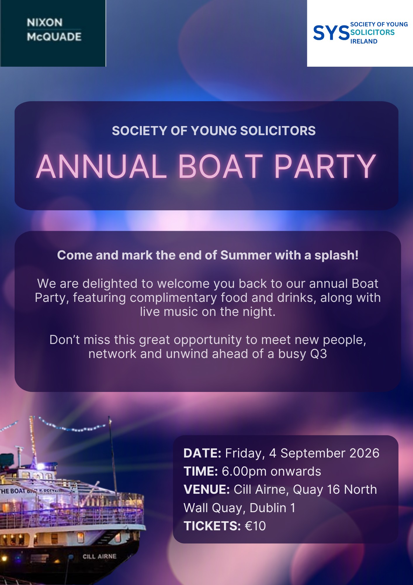 All aboard for the SYS annual boat party
