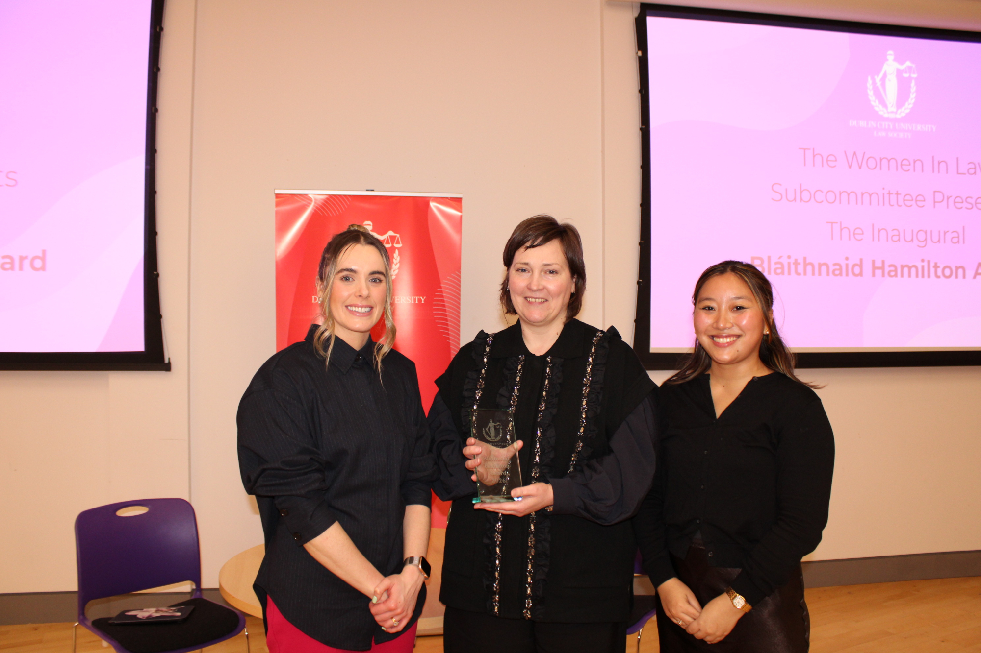 DCU law students present award to Dr Brenda Daly