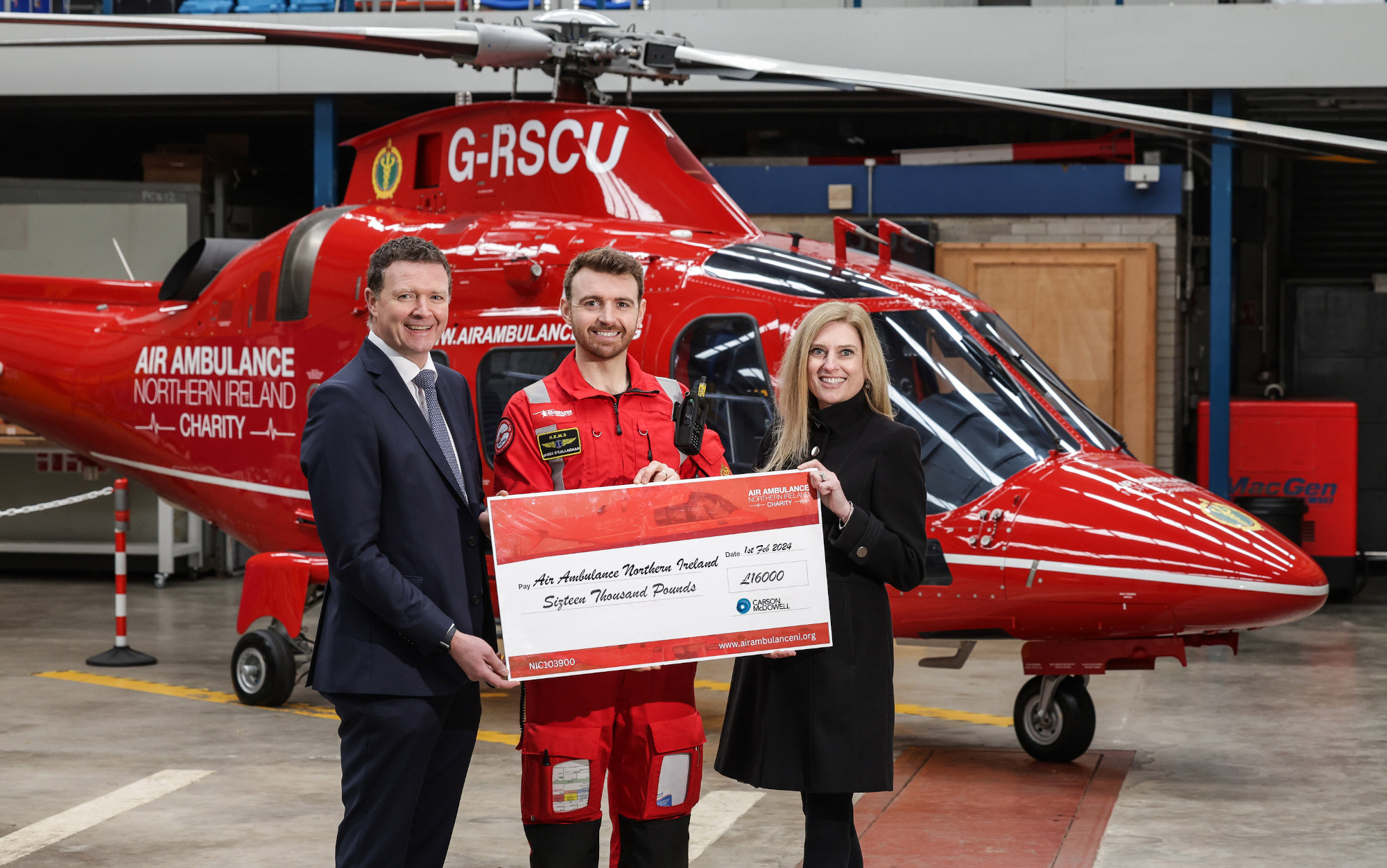 Carson McDowell donates £16,000 to Air Ambulance NI