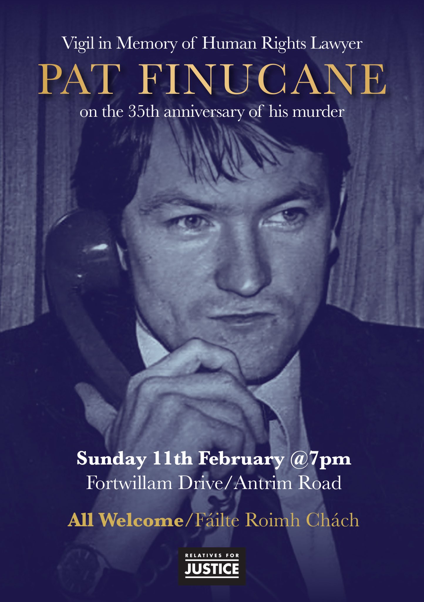 Vigil to mark 35th anniversary of Pat Finucane killing