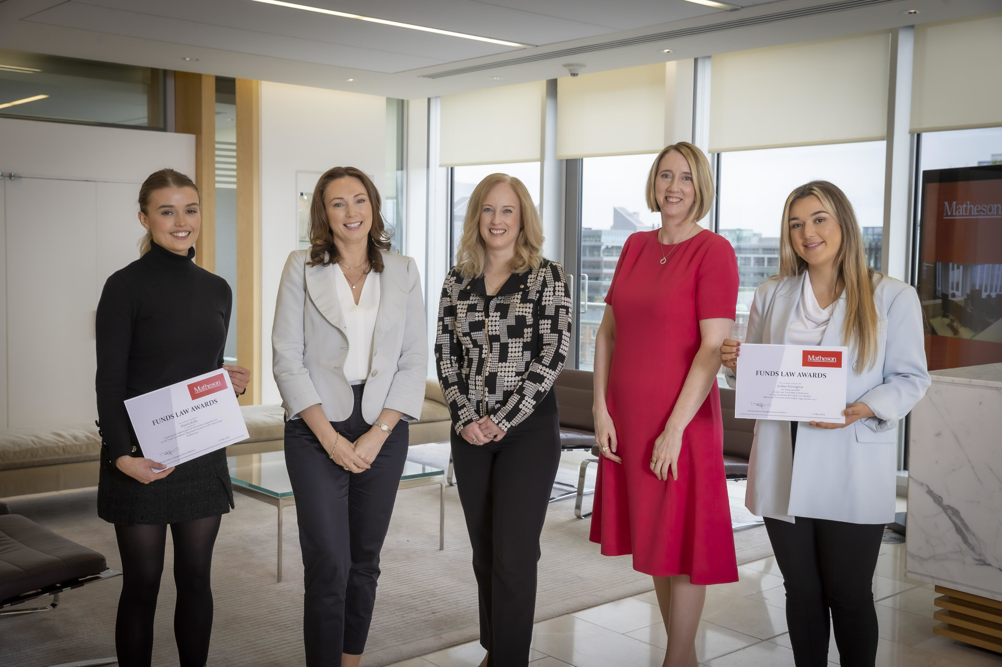Matheson presents internship and legal writing awards to Maynooth law students