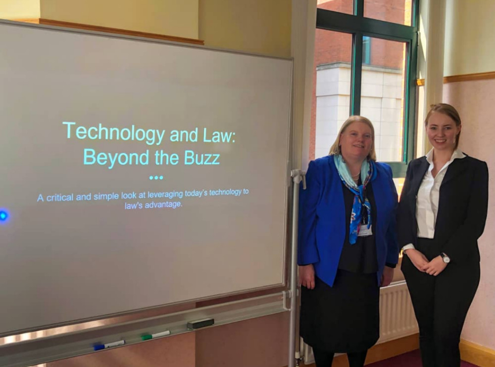 Edinburgh law student Lauren Graham addresses NI government lawyers on technology and law